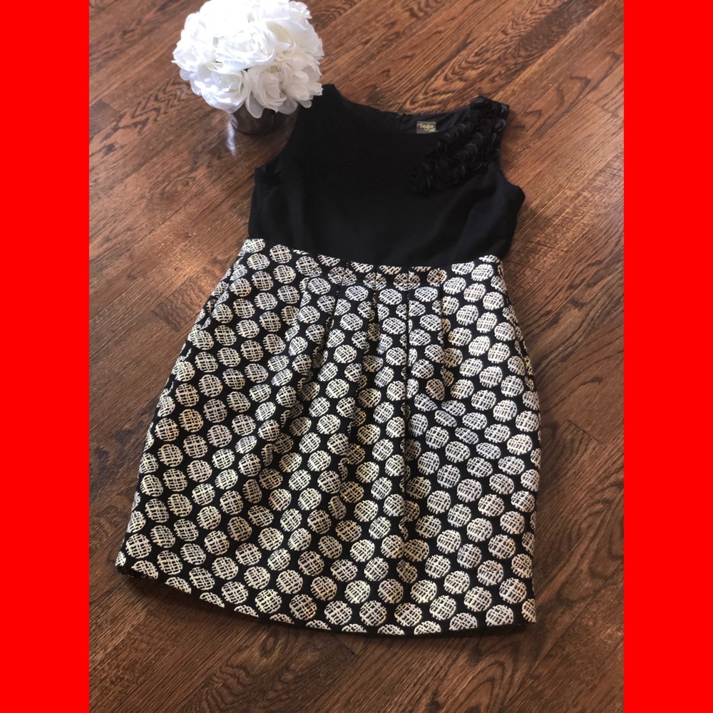 Taylor Petite Black & Gold Dress